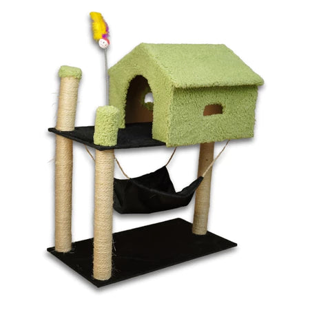 Casinha Para Gato 2 Andares com Arranhador e Brinquedo