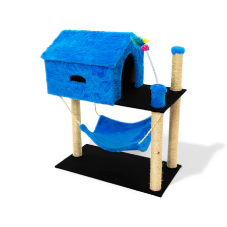 Casinha Para Gato 2 Andares com Arranhador e Brinquedo