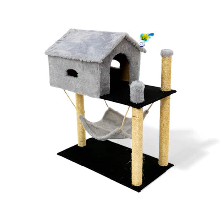 Casinha Para Gato 2 Andares com Arranhador e Brinquedo