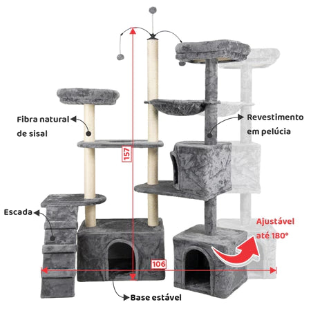 Arranhador torre de gato grande  ajustável multifuncional brinquedo